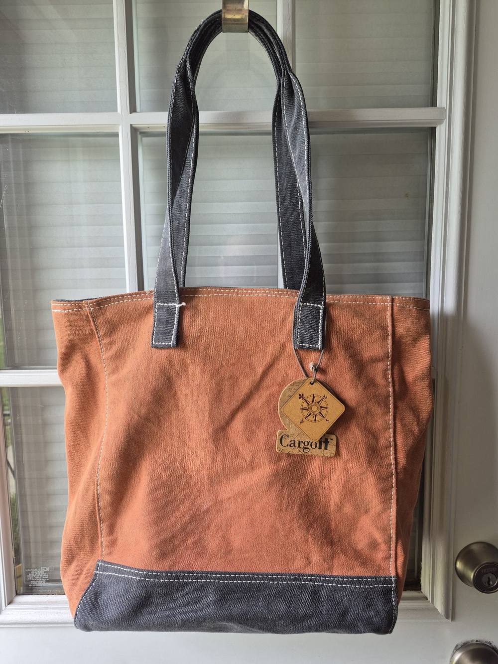 Cargo Canvas Tote Bag - Rust Orange with Charcoal Accents